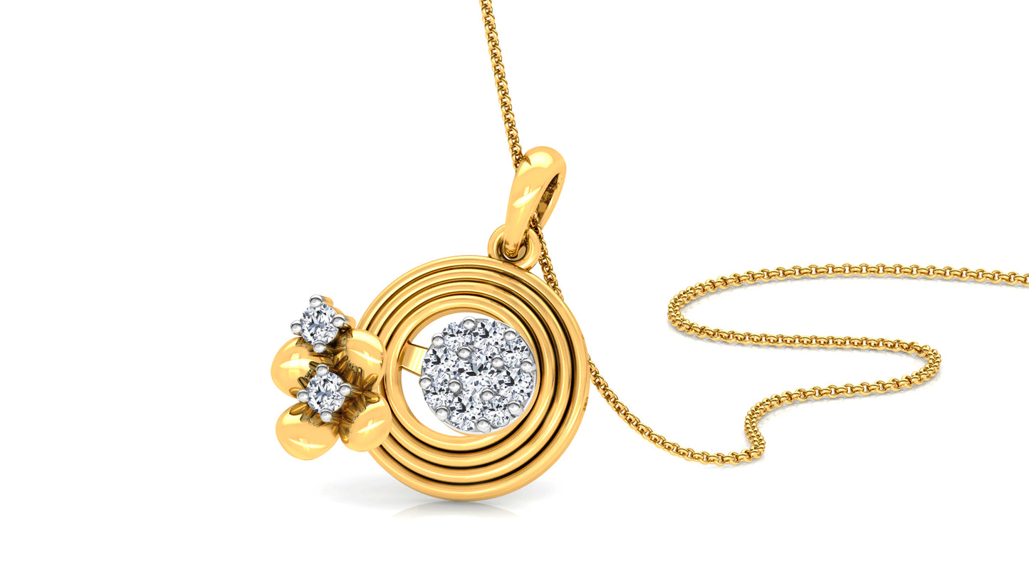 Golden Coils Diamond Earrings And Pendant Set