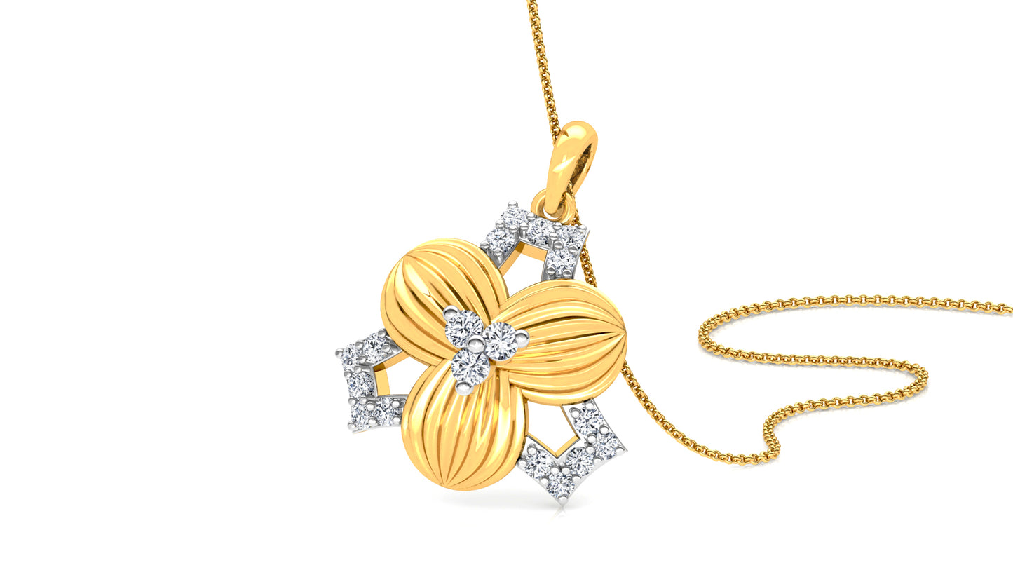 Bold Gold Diamond Earrings And Pendant Set