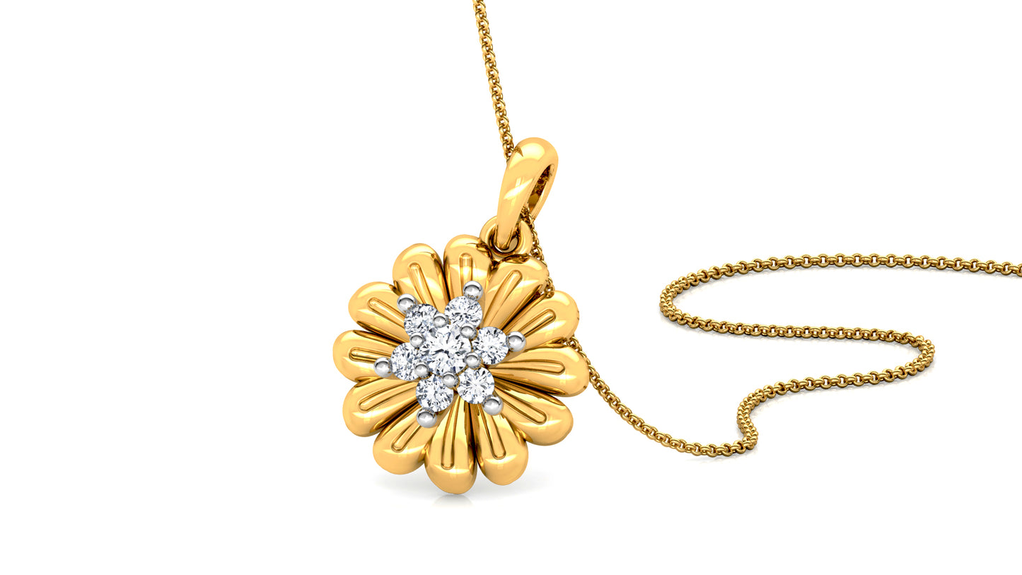 Breezy Flowers Diamond Earrings And Pendant Set