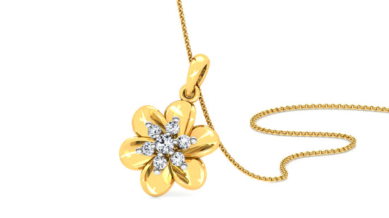 Flower Radius Diamond Earrings And Pendant Set