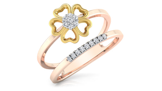 Lone Flower Dual Band Diamond Ring