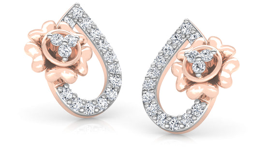 Flower Drop Diamond Earrings And Pendant Set