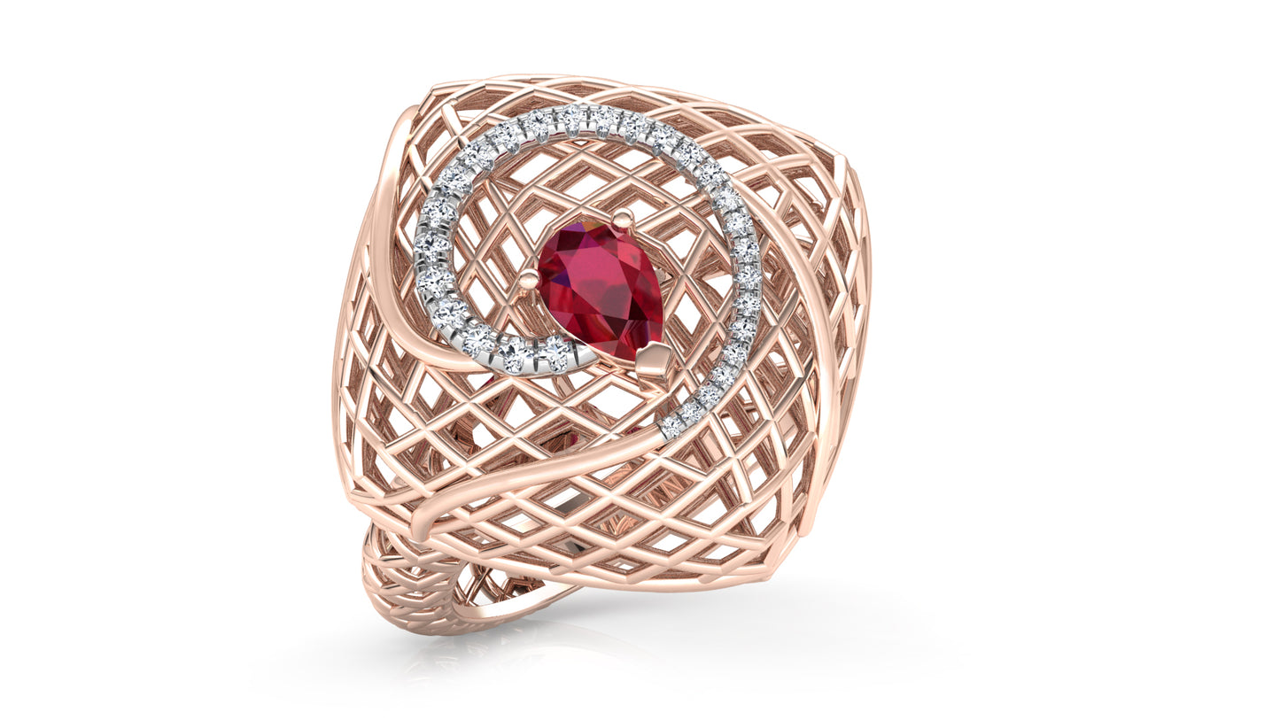 Bamboo Basket Diamond Ring