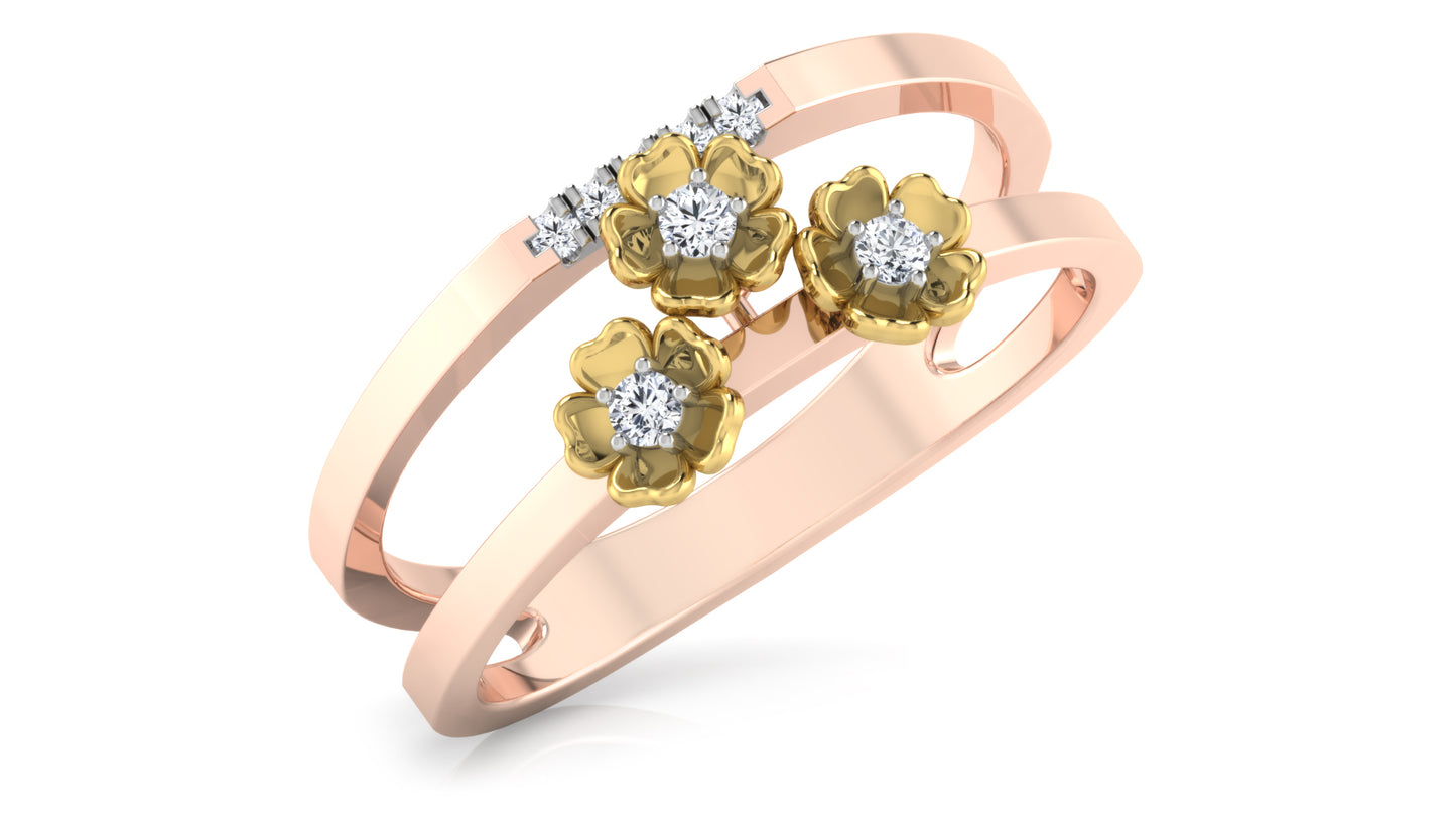 Trifloral Verge Diamond Ring