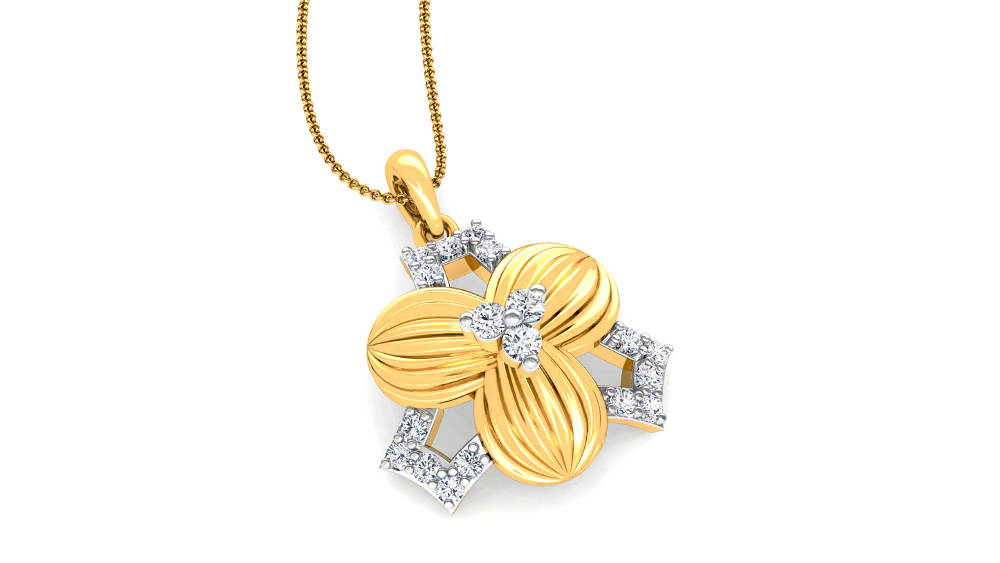 Bold Gold Diamond Earrings And Pendant Set