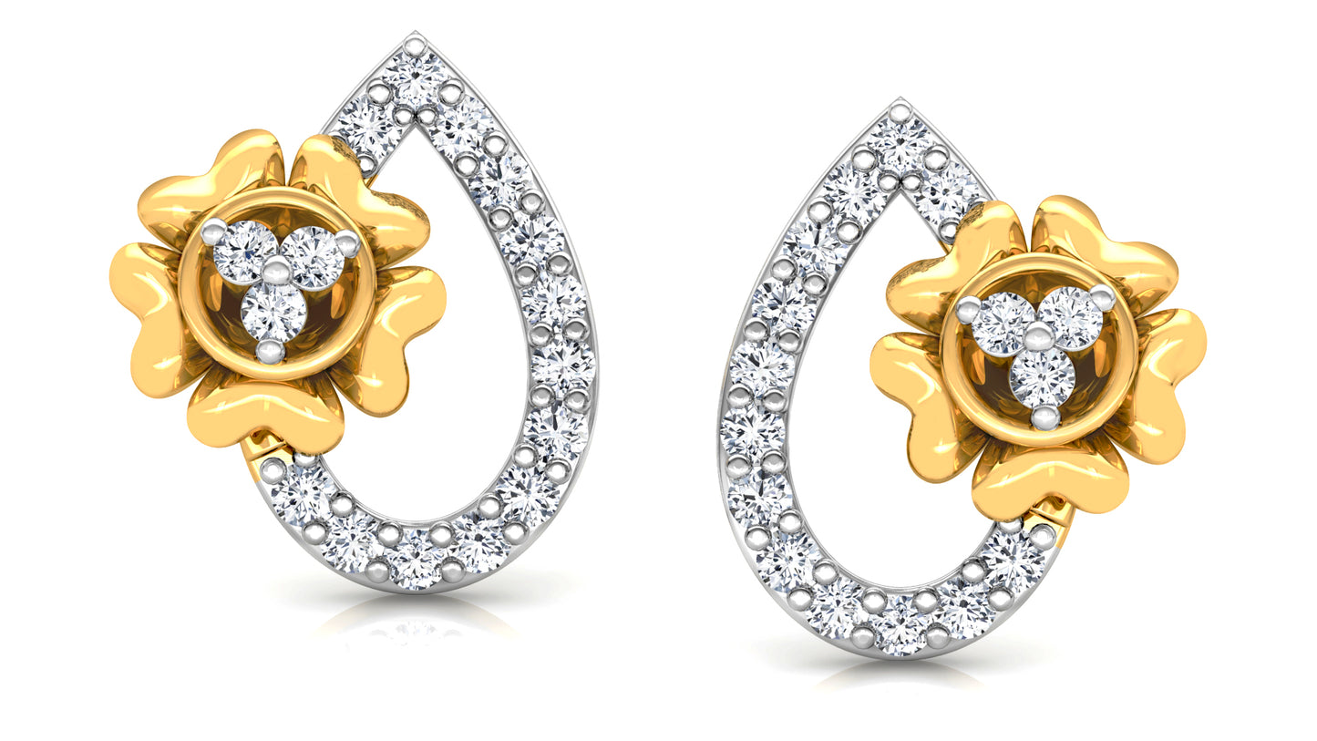 Flower Drop Diamond Earrings And Pendant Set