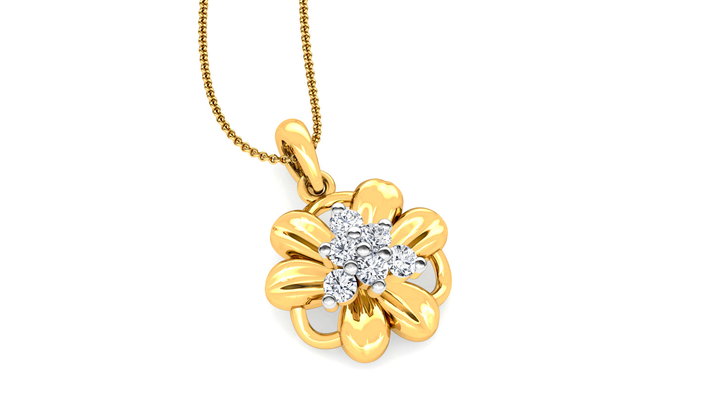 Flower Glamour Diamond Earrings And Pendant Set