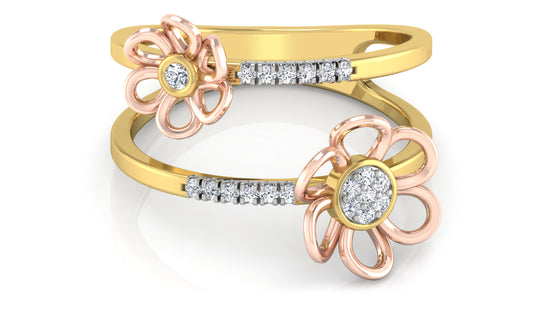 Flower n Band Duo Diamond Ring