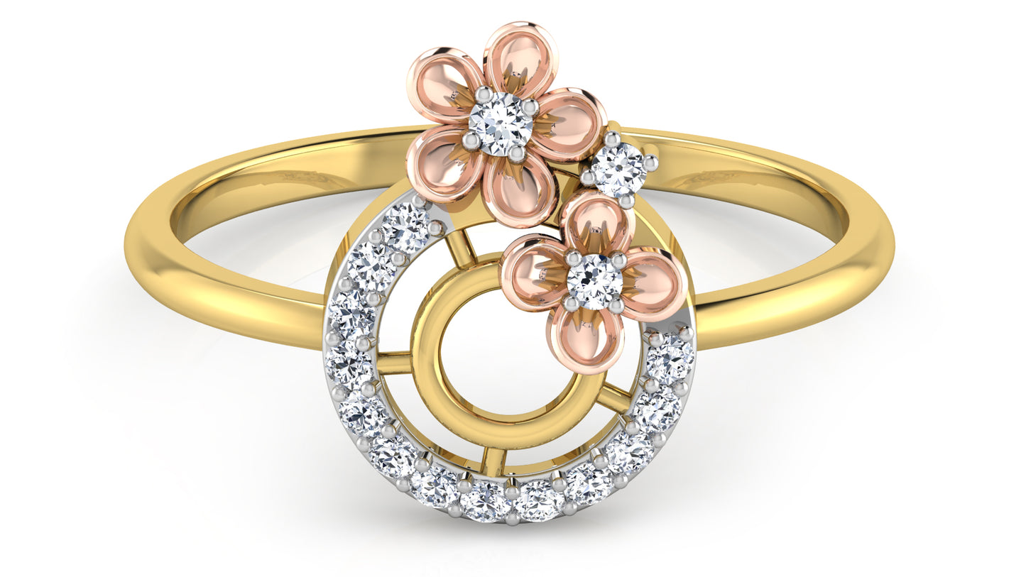 Flowery Wheel Diamond Ring