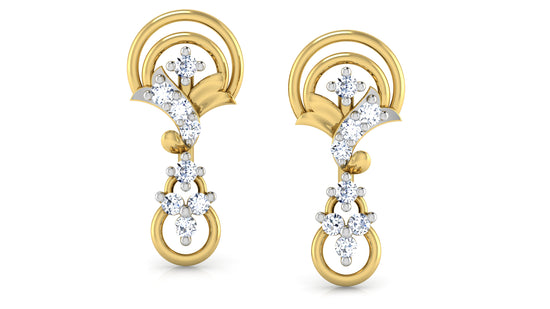 Palace Arches Lab Grown Diamond Gold Danglers Front View