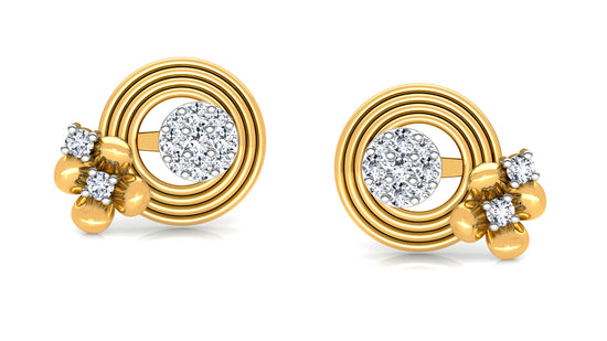 Golden Coils Diamond Earrings And Pendant Set