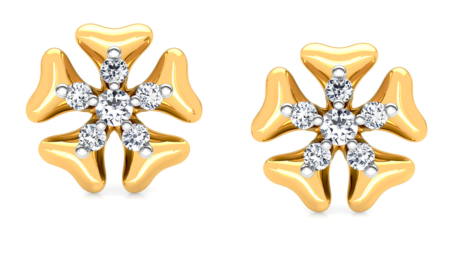 Penta Petals  Diamond Earrings And Pendant Set