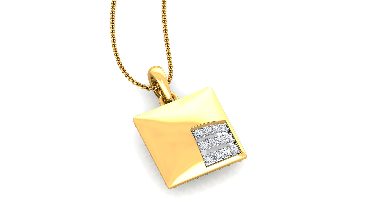 Golden Box Diamond Earrings And Pendant Set