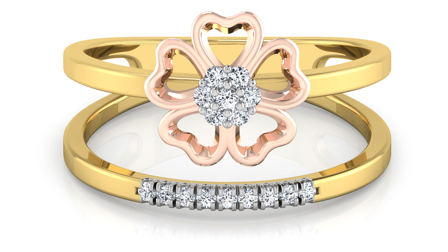 Lone Flower Dual Band Diamond Ring