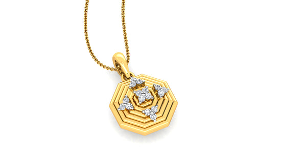 Concentric Octagons Diamond Earrings And Pendant Set