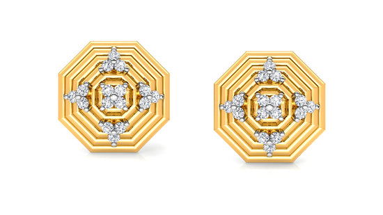 Concentric Octagons Diamond Earrings And Pendant Set