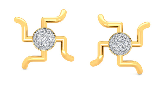 Swastik Diamond Earrings And Pendant Set