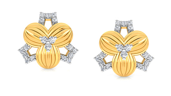 Bold Gold Diamond Earrings And Pendant Set