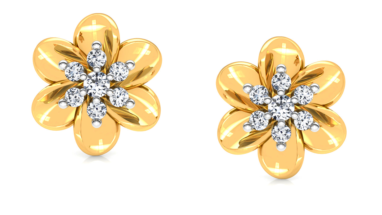 Flower Radius Diamond Earrings And Pendant Set