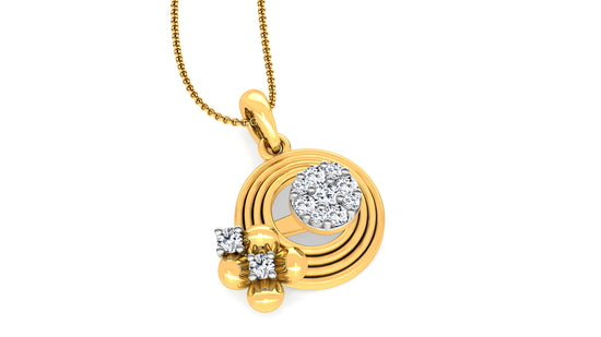 Golden Coils Diamond Earrings And Pendant Set