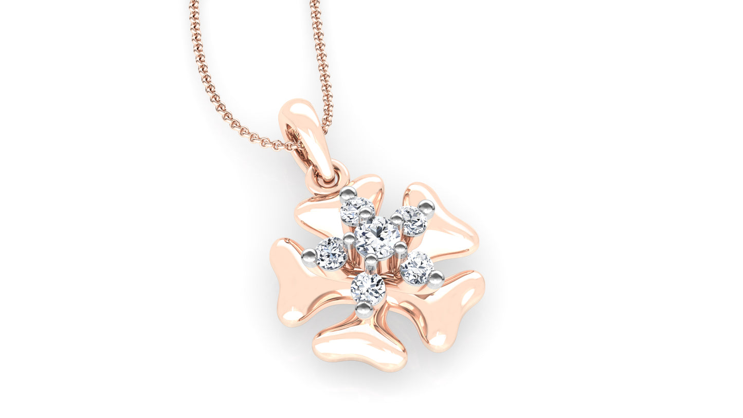 Penta Petals  Diamond Earrings And Pendant Set