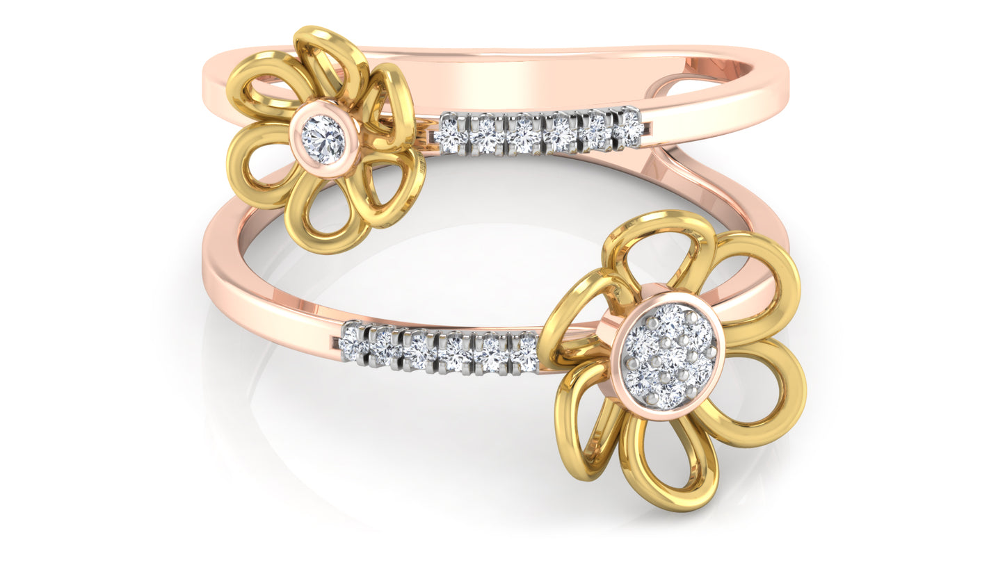 Flower n Band Duo Diamond Ring