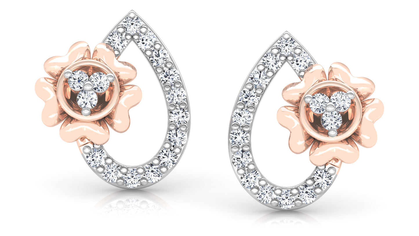 Flower Drop Diamond Earrings And Pendant Set