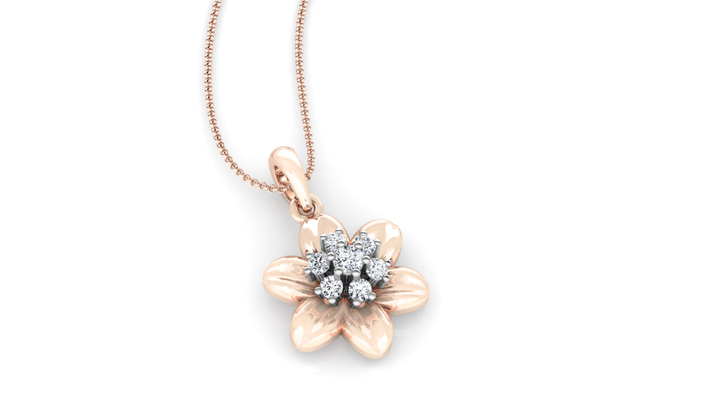 Flower Bond Diamond Earrings And Pendant Set