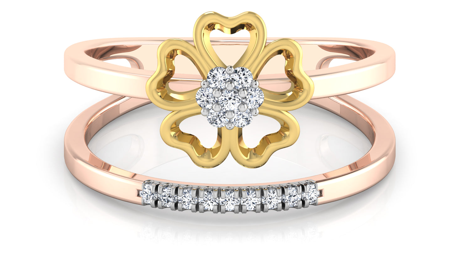 Lone Flower Dual Band Diamond Ring