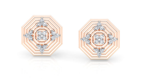 Concentric Octagons Diamond Earrings And Pendant Set