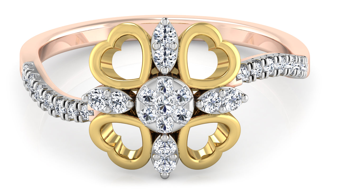 Tetra Hearts Diamond Ring