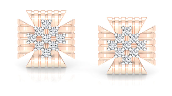 Striped Flower Diamond Earrings And Pendant Set