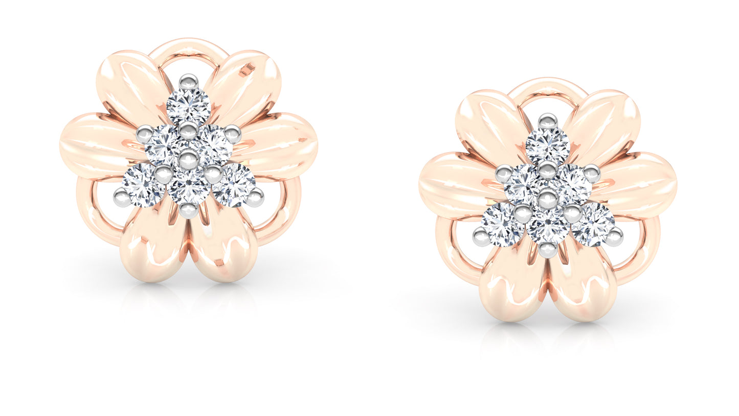 Flower Glamour Diamond Earrings And Pendant Set