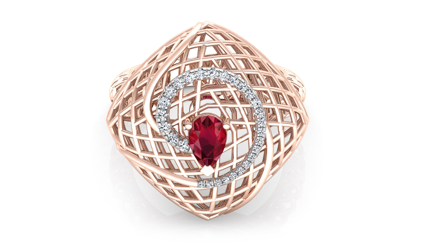 Bamboo Basket Diamond Ring