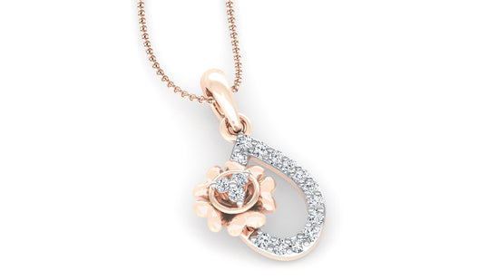 Flower Drop Diamond Earrings And Pendant Set