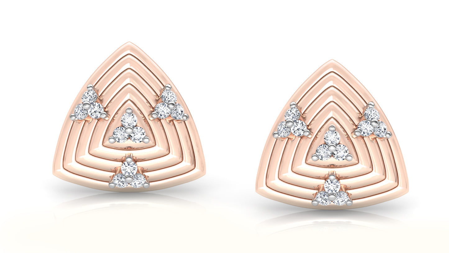 Concentric Triangles Diamond Earrings And Pendant Set