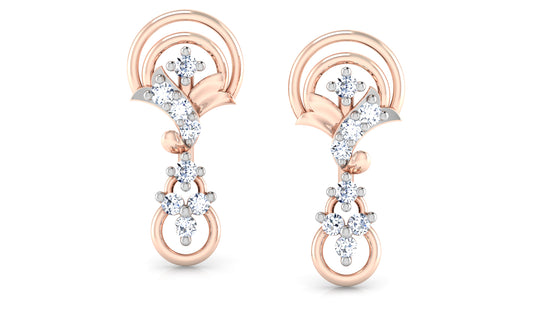 Palace Arches Lab Grown Diamond Rose Gold Danglers Front View