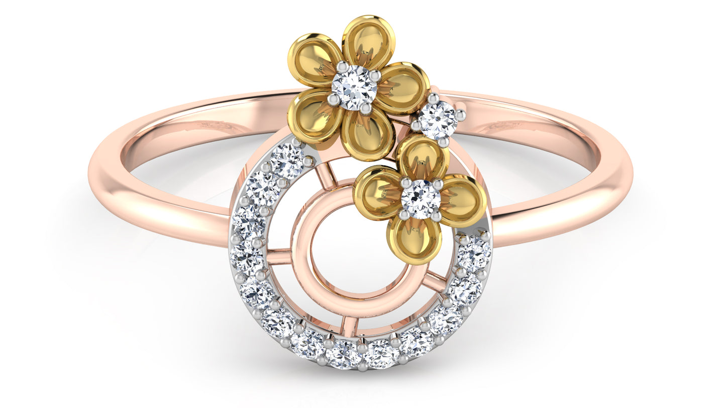 Flowery Wheel Diamond Ring