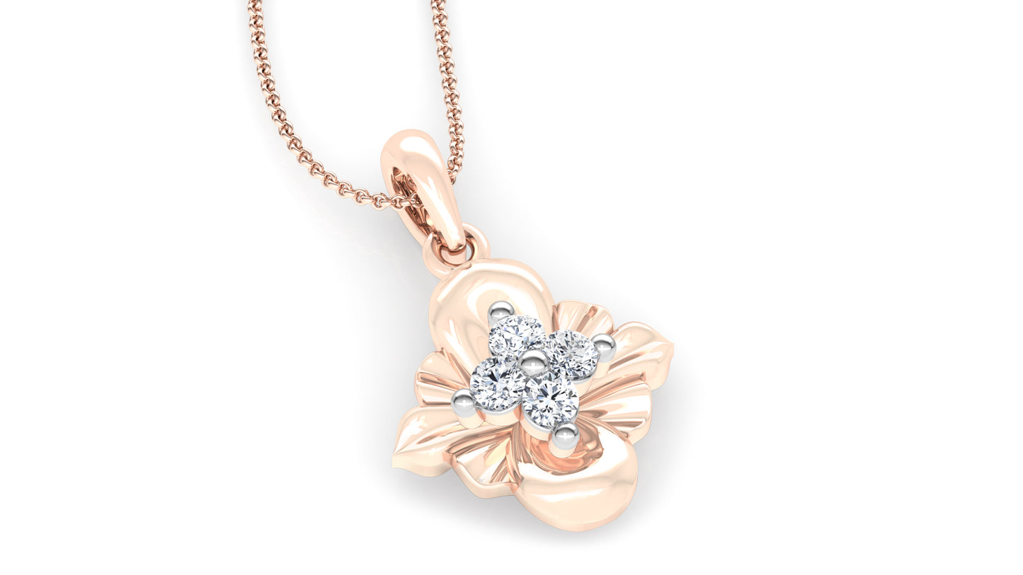 Floral Woos Diamond Earrings And Pendant Set