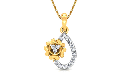 Flower Drop Diamond Earrings And Pendant Set