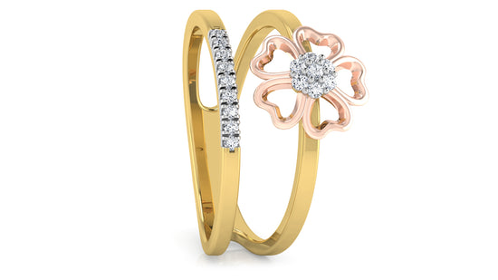 Lone Flower Dual Band Diamond Ring