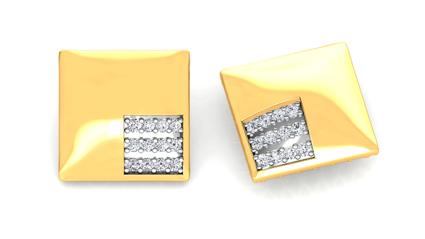 Golden Box Diamond Earrings And Pendant Set