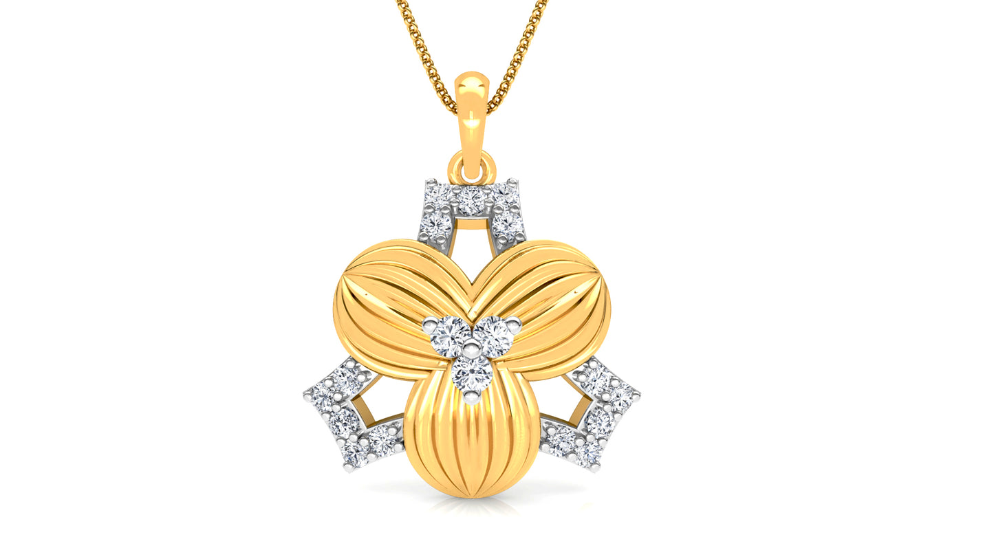 Bold Gold Diamond Earrings And Pendant Set