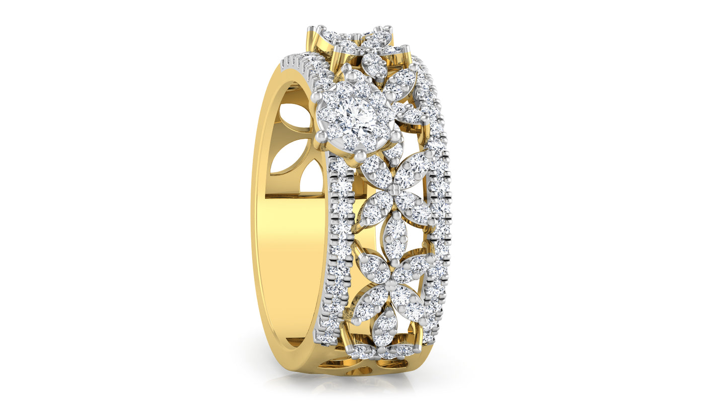 Floral Crowd Diamond Ring