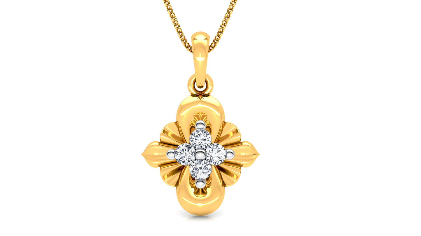 Floral Woos Diamond Earrings And Pendant Set