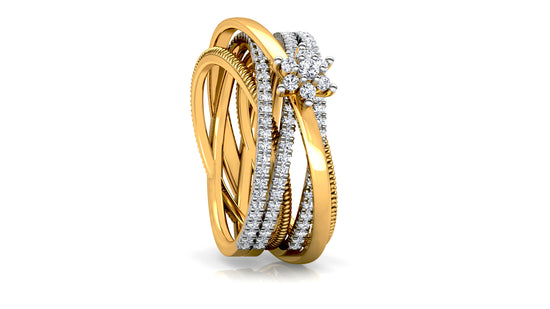 Cross Bands Diamond Ring