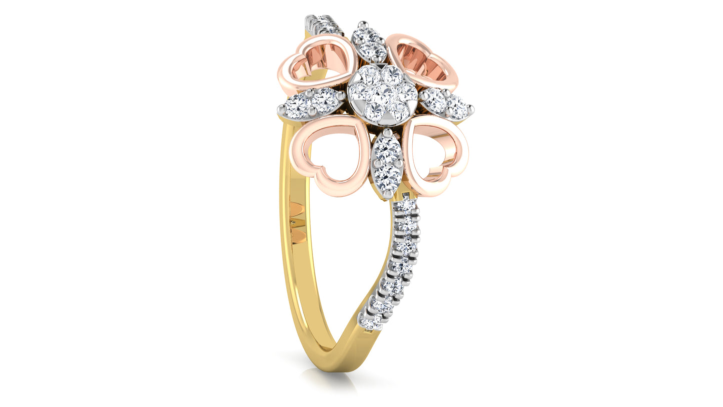 Tetra Hearts Diamond Ring