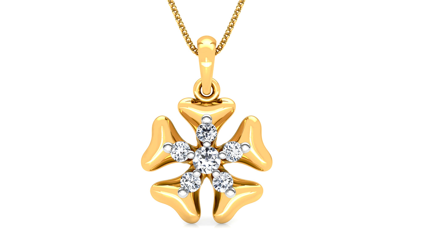 Penta Petals  Diamond Earrings And Pendant Set