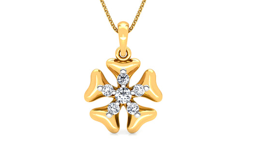 Penta Petals  Diamond Earrings And Pendant Set