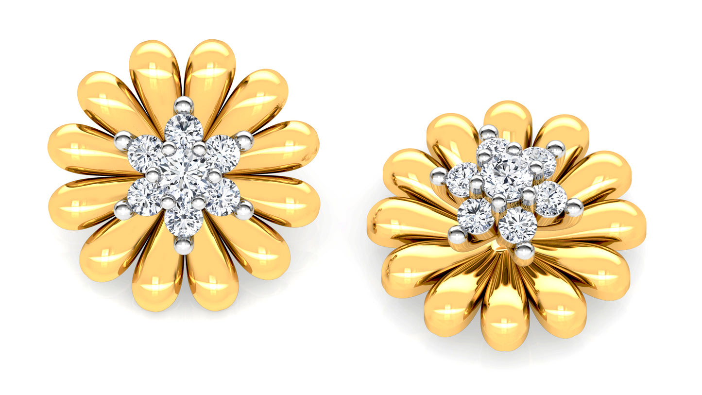 Flower Platter Diamond Earrings And Pendant Set